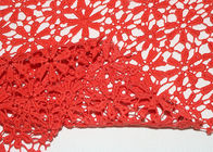 Red 47 Inches DTM Flower Embroidered Lace Fabric With African Cord Lace By Azo Free